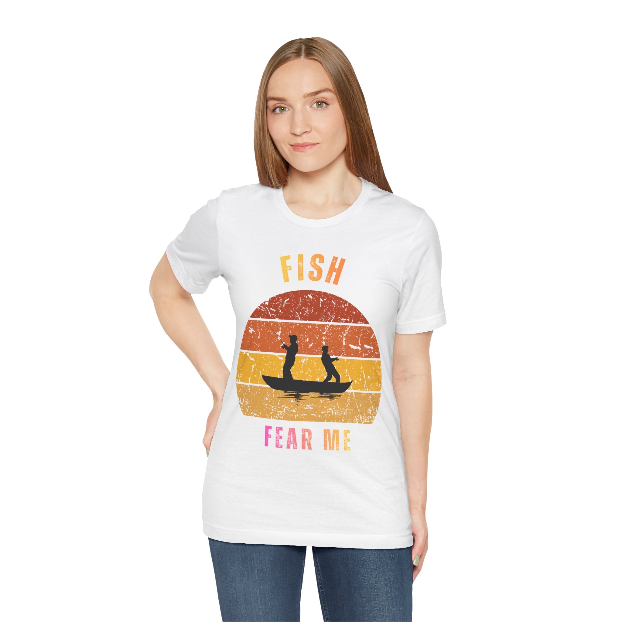 Fishing T-Shirt - "Fish Fear Me" Vintage Sunset Tee
