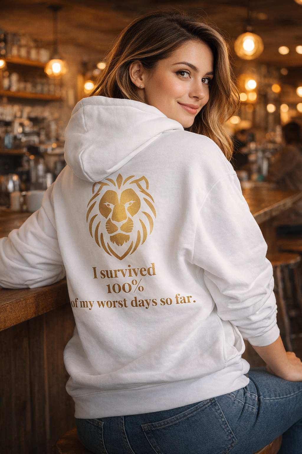 Inspiring Zip Hoodie — "I Survived 100% of My Worst Days So Far"